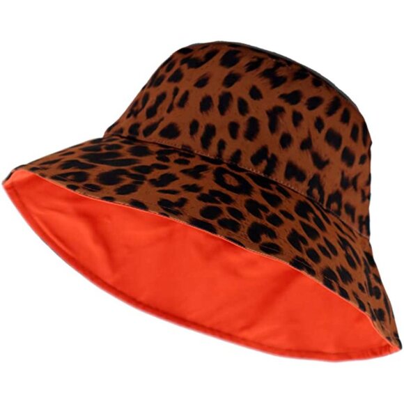 Women's Leopard print Bucket hat, Summer hat Travel, Revisable packable hat - Picture 4 of 4